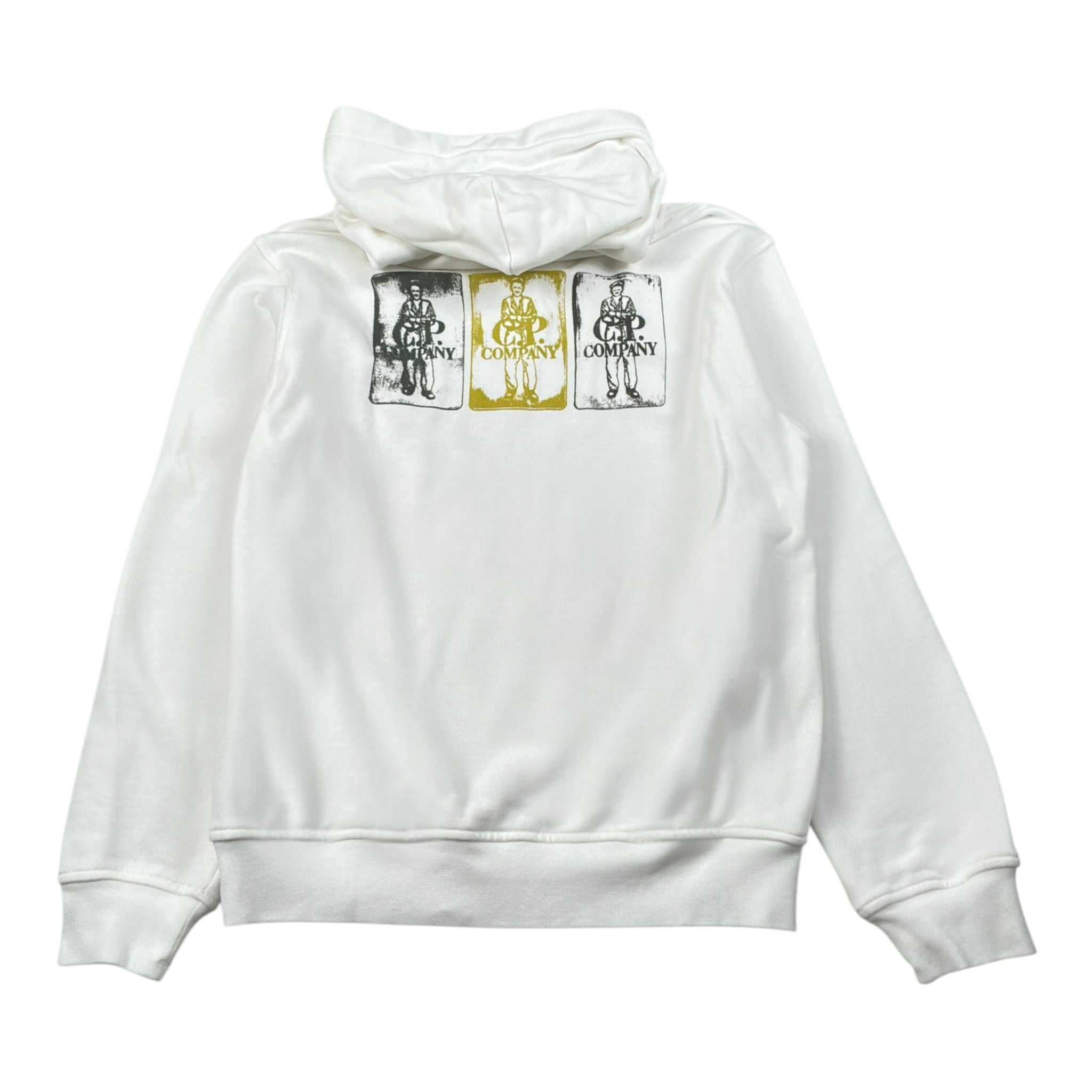 C.P. Company Felpa tinta unita con Cappuccio E Logo Bianco per Bambino CUF00Z BIANCO C.P. COMPANY 