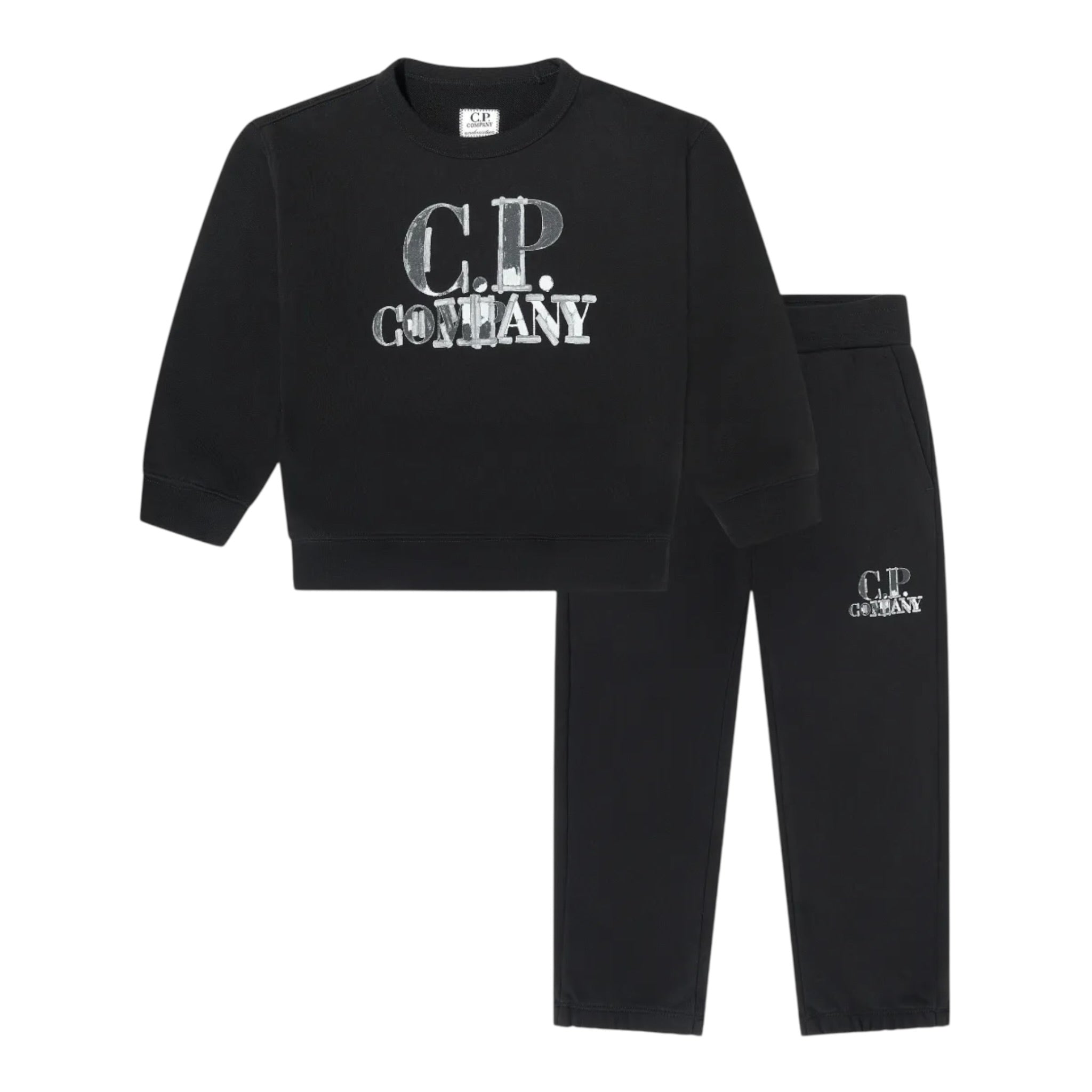 C.P. Company Completo 2 Pezzi Felpa-Pantalone tinta unita Nero per Bambino CUK008 NERO C.P. COMPANY 