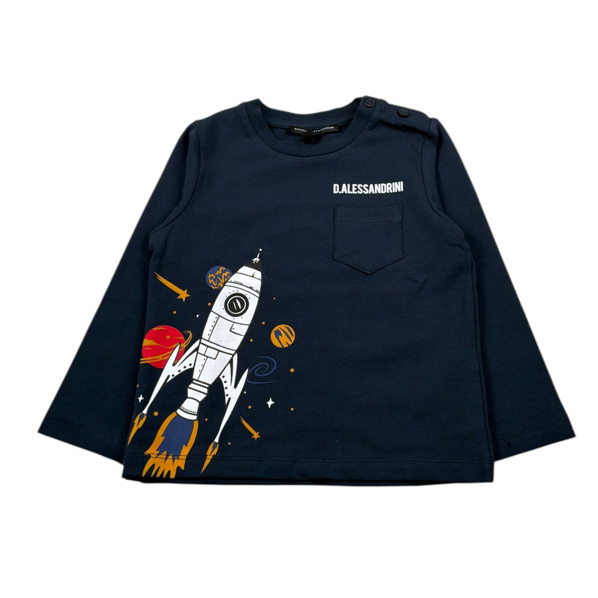 Daniele Alessandrini Shirt Girocollo tinta unita con Stampa Blu per Bambino 1291M00110J BLU DANIELE ALESSANDRINI 