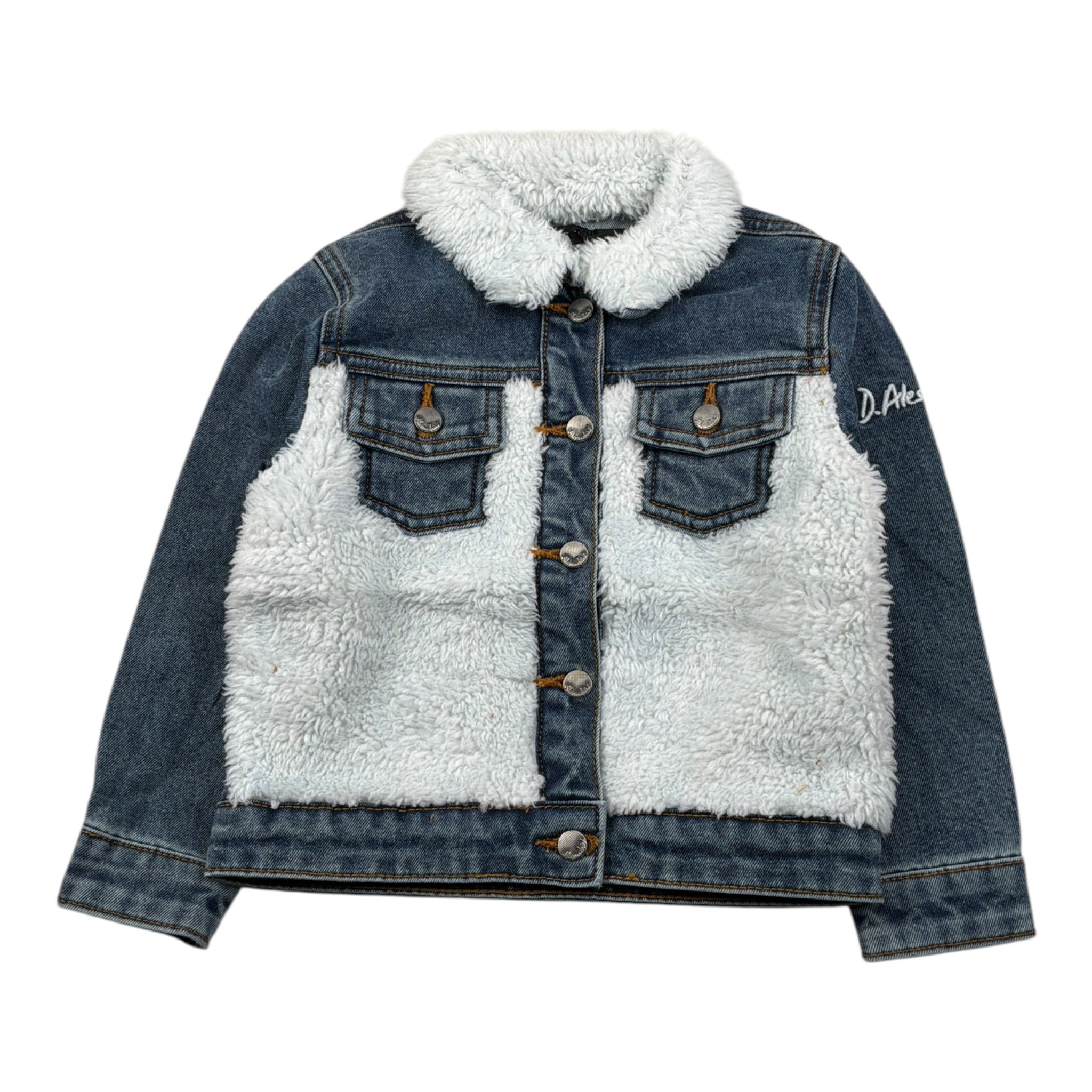 Daniele Alessandrini Giubbino In Denim con Pelliccia Blu per Bambino 1291OD00098J BLU DANIELE ALESSANDRINI 
