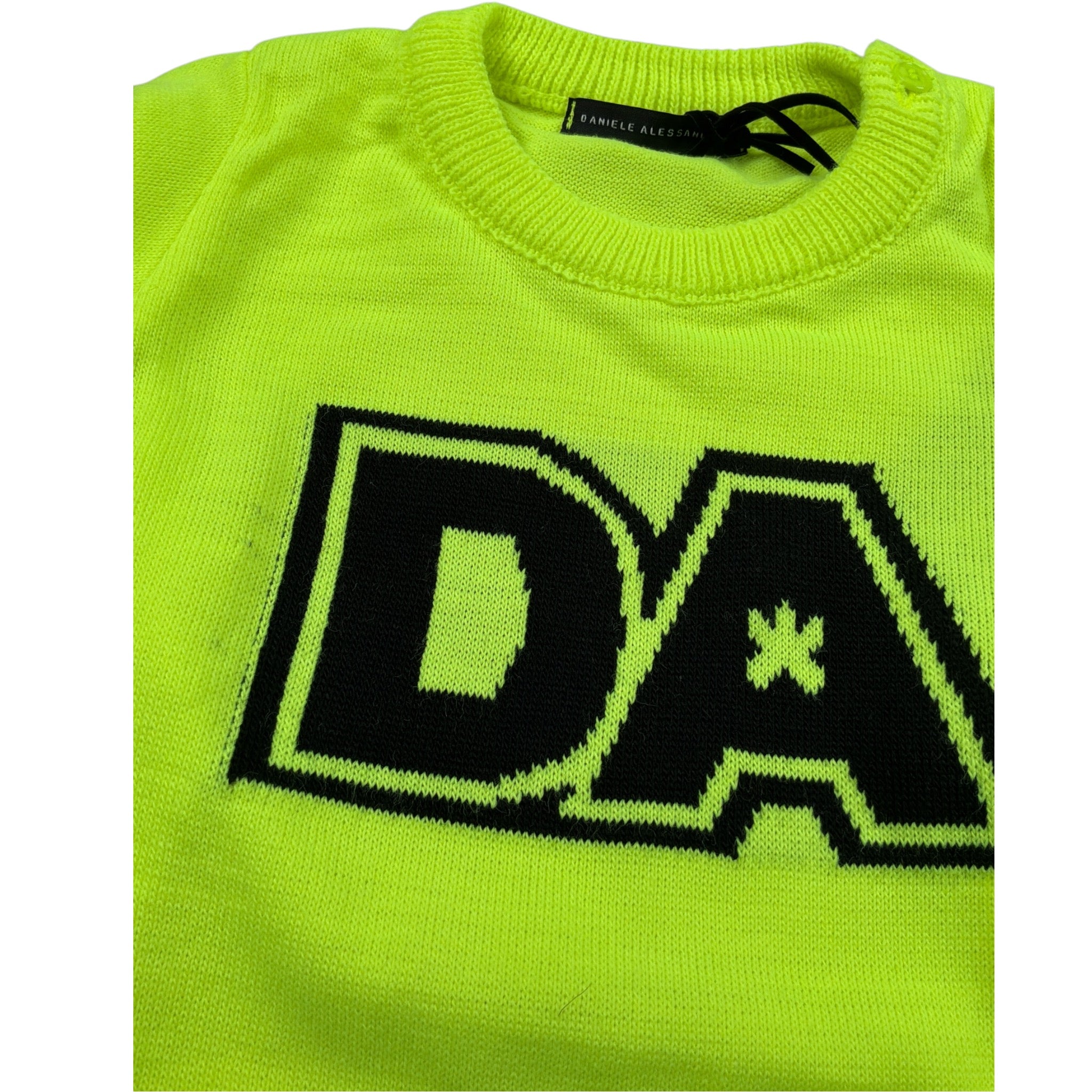 Daniele Alessandrini Maglia tinta unita con Stampa Giallo Fluo per Neonato 1291W00117N GIALLO FLUO DANIELE ALESSANDRINI 