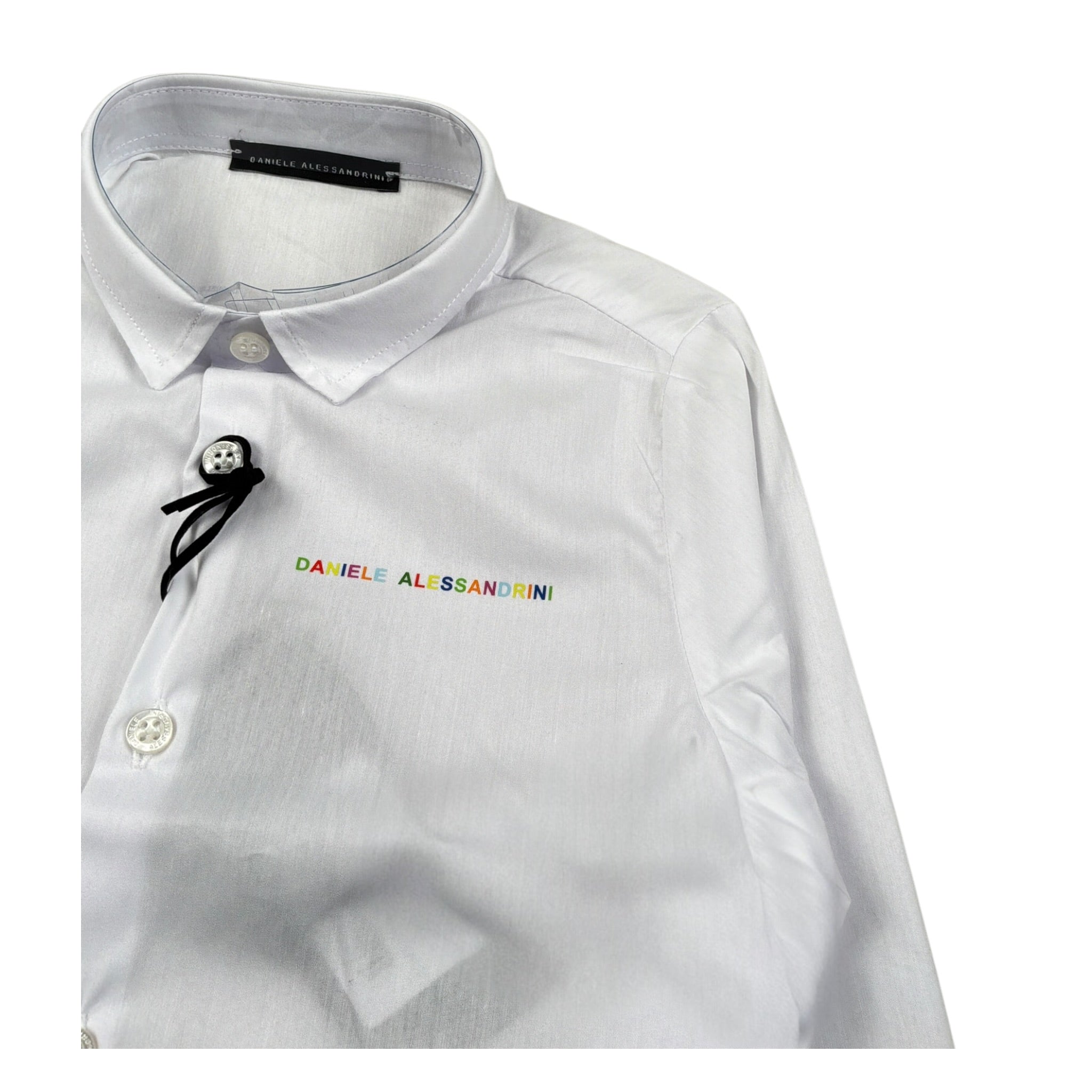Daniele Alessandrini Camicia Manica Lunga Tinta Unit con Logo Bianco per Neonato 1295C00023 BIANCO DANIELE ALESSANDRINI 