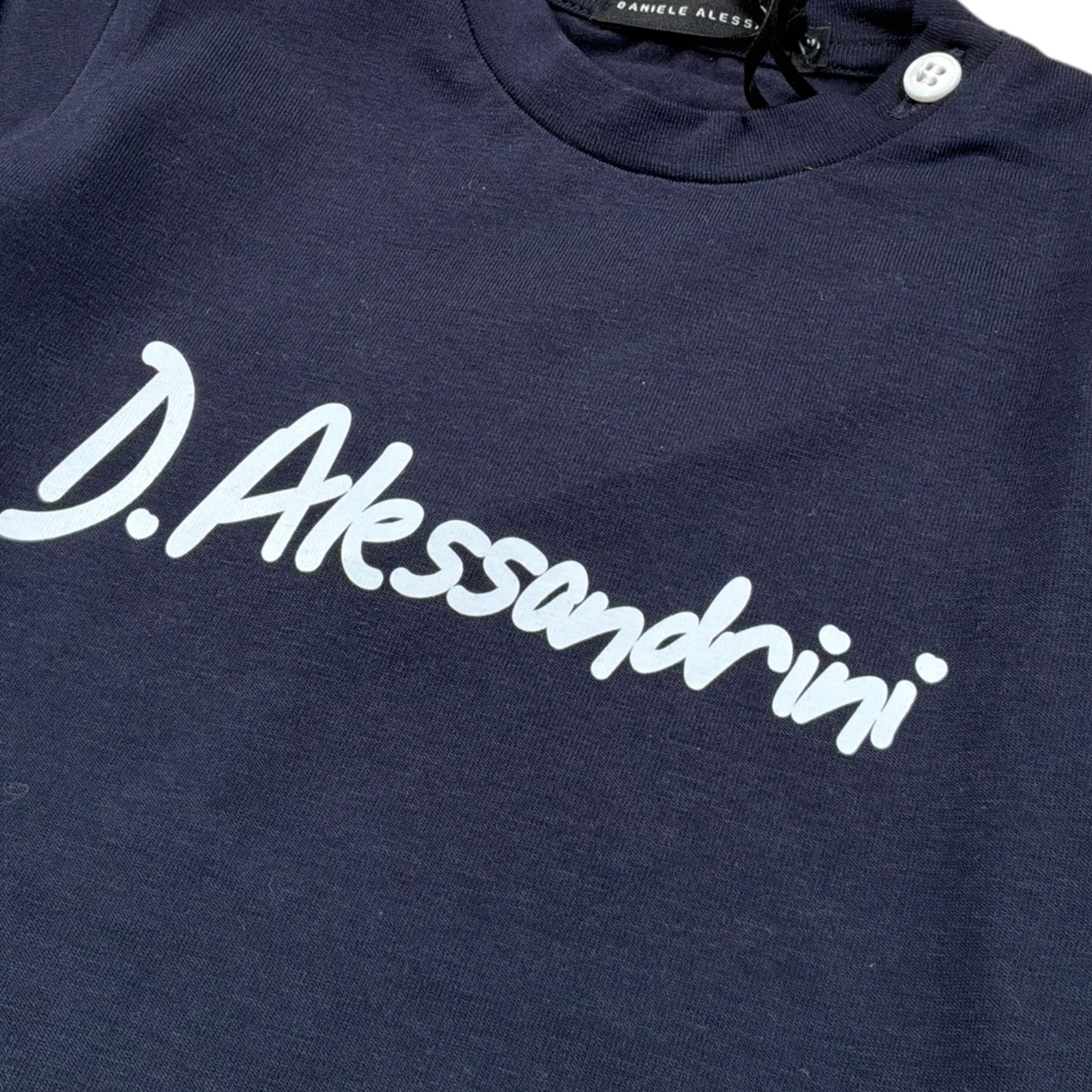 Daniele Alessandrini Shirt tinta unita Girocollo con Stampa Blu per Neonato 1297M00131 BLU DANIELE ALESSANDRINI 