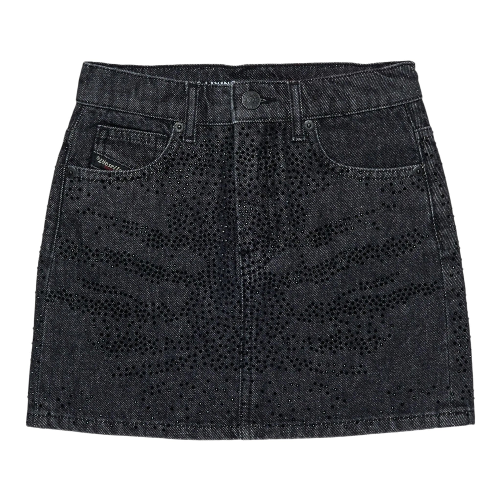 Diesel Gonna tinta unita In Denim con Brillantini Nero per Bambina J00958X NERO DIESEL 