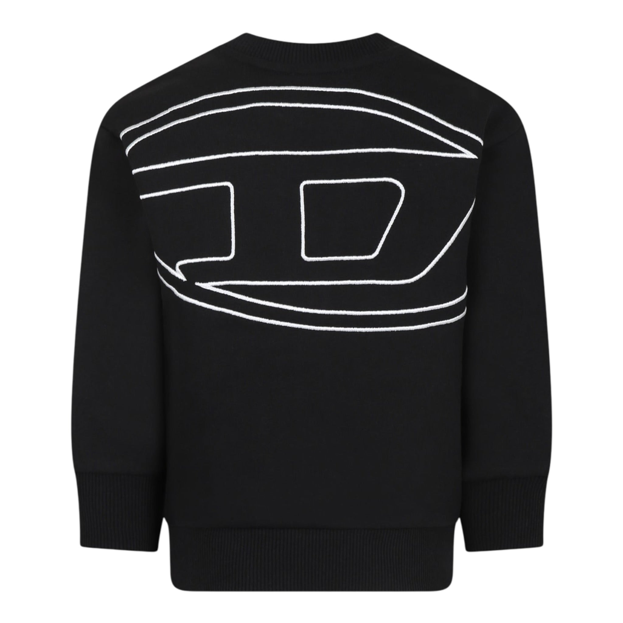 Diesel Felpa Chiusa Girocollo tinta unita con Logo Nero per Bambino J02274 NERO DIESEL 