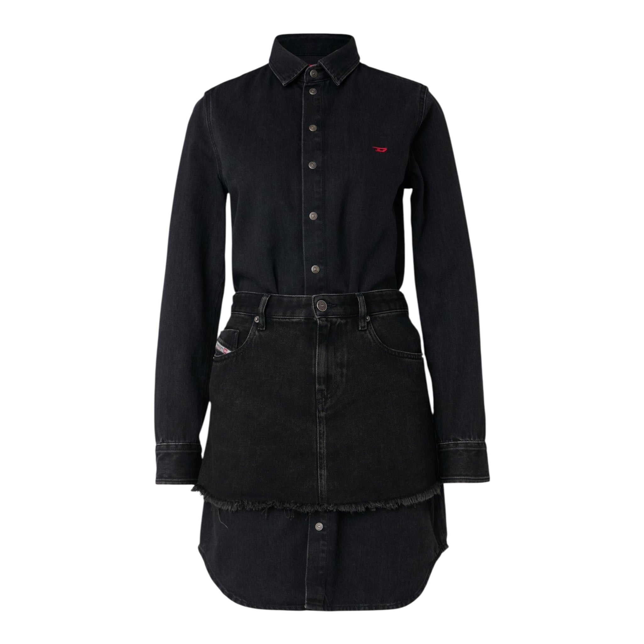 Diesel Abito tinta unita In Denim Nero per Bambina J02350X NERO DIESEL 