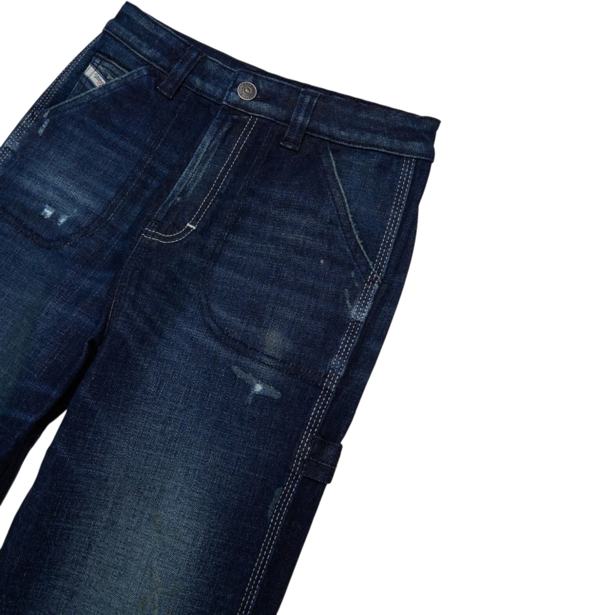 Diesel Jeans tinta unita con Girovita Regolabile Blu per Bambino J02361X BLU DIESEL 