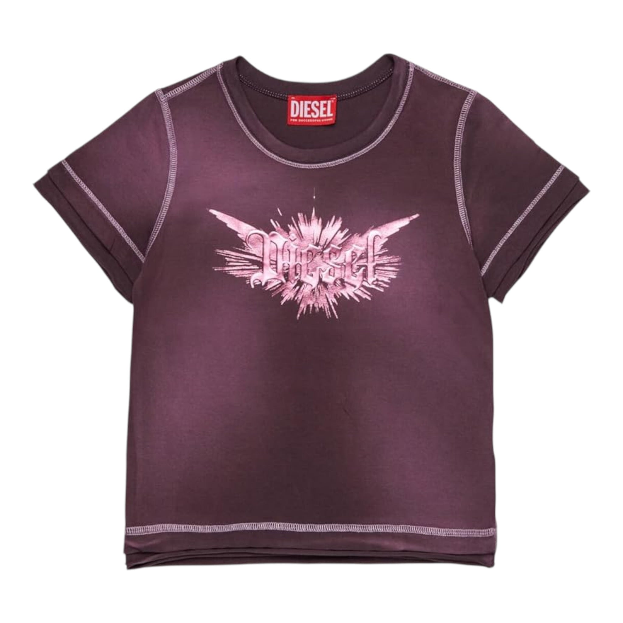 Diesel T-Shirt tinta unita con Stampa Viola per Bambina J02381 VIOLA DIESEL 