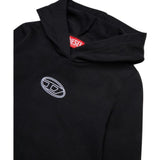 Diesel Felpa tinta unita con Cappuccio E Stampa Nero per Bambina J02416XXX NERO DIESEL 