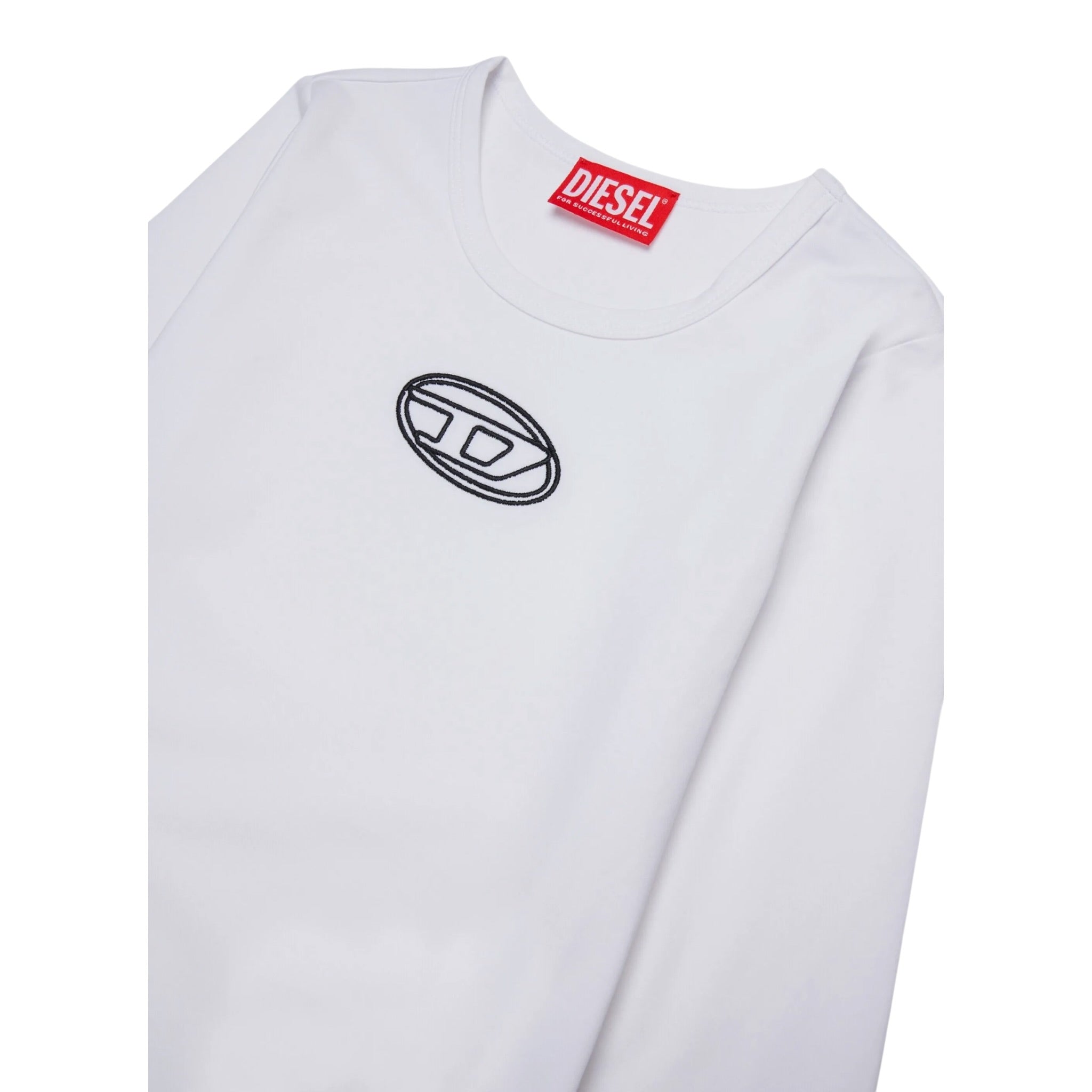 Diesel Body Tinta Uinita con Logo Bianco per Bambina J02433X BIANCO DIESEL 
