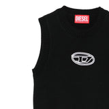 Diesel Gilet In Maglia tinta unita con Logo Nero per Bambina J02437X NERO DIESEL 