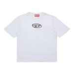 Diesel T-Shirt tinta unita con Logo Bianco per Bambina J02471 BIANCO DIESEL 