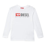 Diesel Shirt tinta unita con Logo Bianco per Bambino J02474X BIANCO DIESEL 
