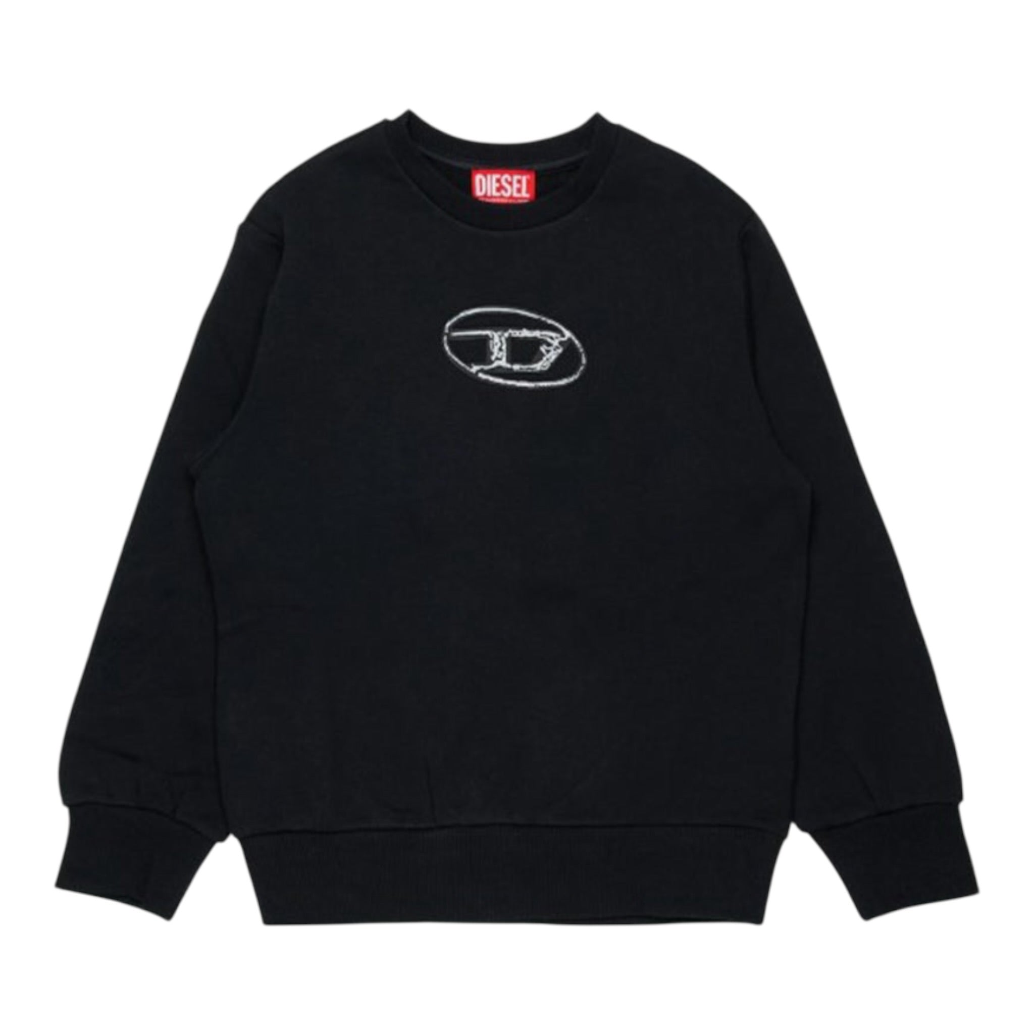 Diesel Felpa tinta unita con Logo Nero per Bambino J02486XX NERO DIESEL 