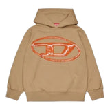 Diesel Felpa tinta unita con Cappuccio E Stampa Beige per Bambino J02487X BEIGE DIESEL 