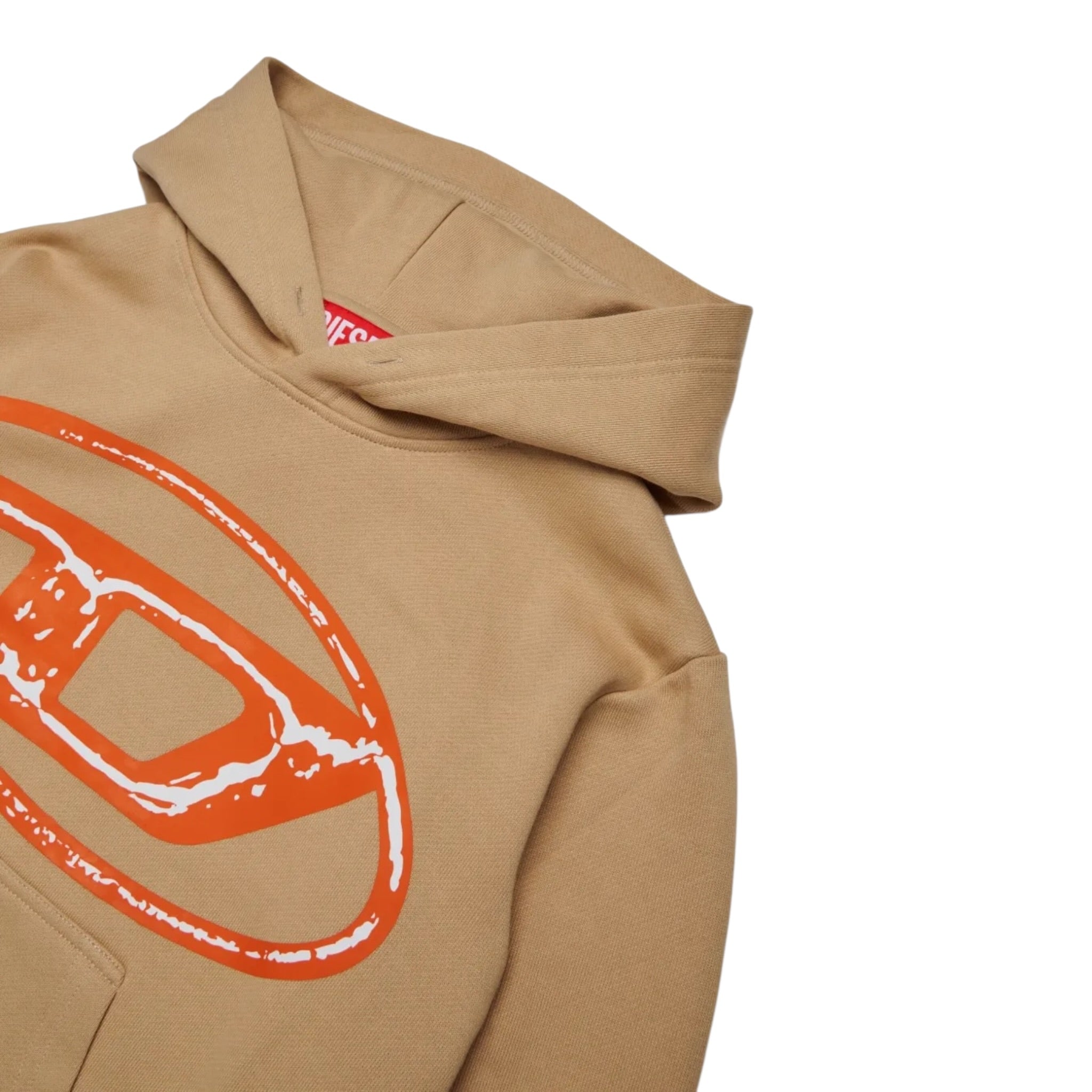 Diesel Felpa tinta unita con Cappuccio E Stampa Beige per Bambino J02487X BEIGE DIESEL 