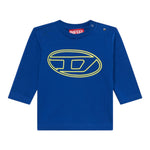 Diesel Shirt Girocollo tinta unita con Stampa Cobalto per Neonato K00712 COBALTO DIESEL 