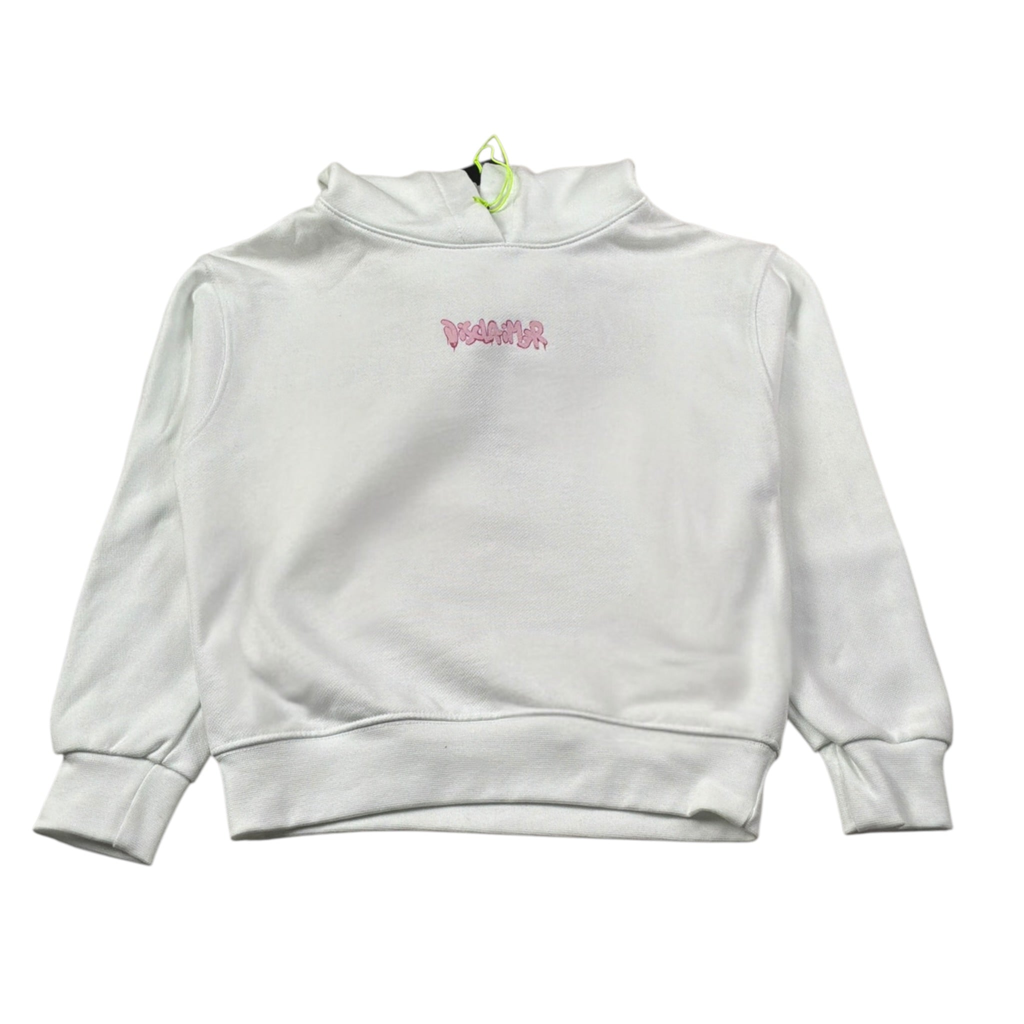 Disclaimer Felpa Chiusa con Cappuccio tinta unita con Logo Bianco per Bambina 25EDK5821 BIANCO DISCLAIMER 