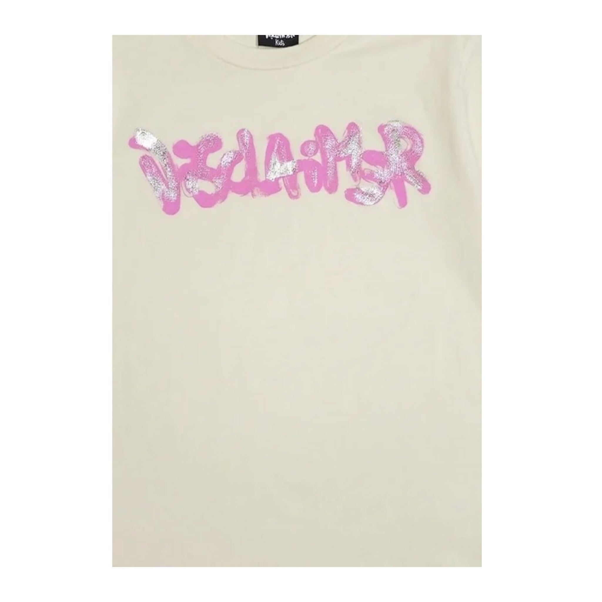 Disclaimer T-Shirt Girocollo tinta unita con Logo Panna per Bambina 25IDK58735 PANNA DISCLAIMER 