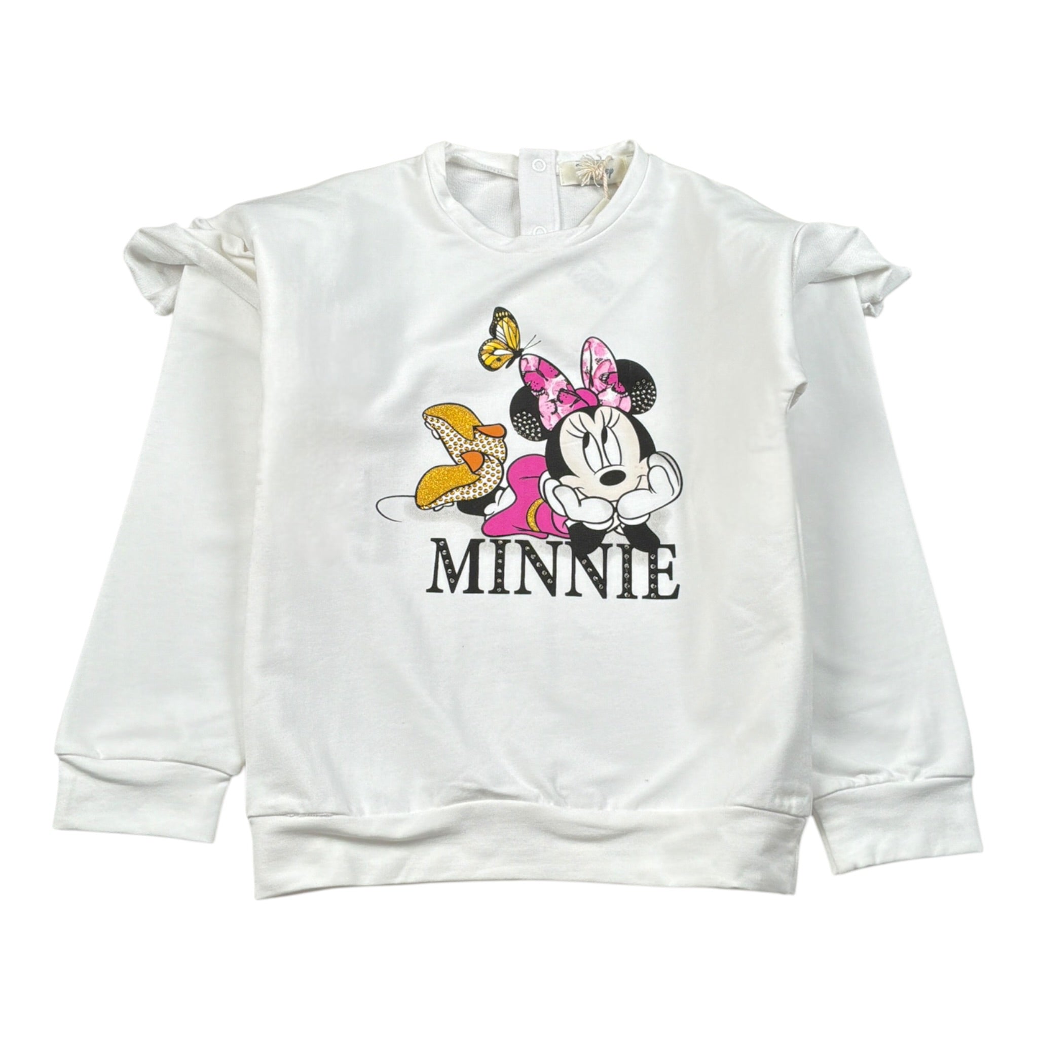 Disney Felpa tinta unita Girocollo con Stampa Bianco per Bambina WE0017 BIANCO DISNEY 