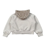 Dixie Felpa On Zip E Cappuccio tinta unita Pailettata Beige per Bambina LK30172G79 BEIGE DIXIE 