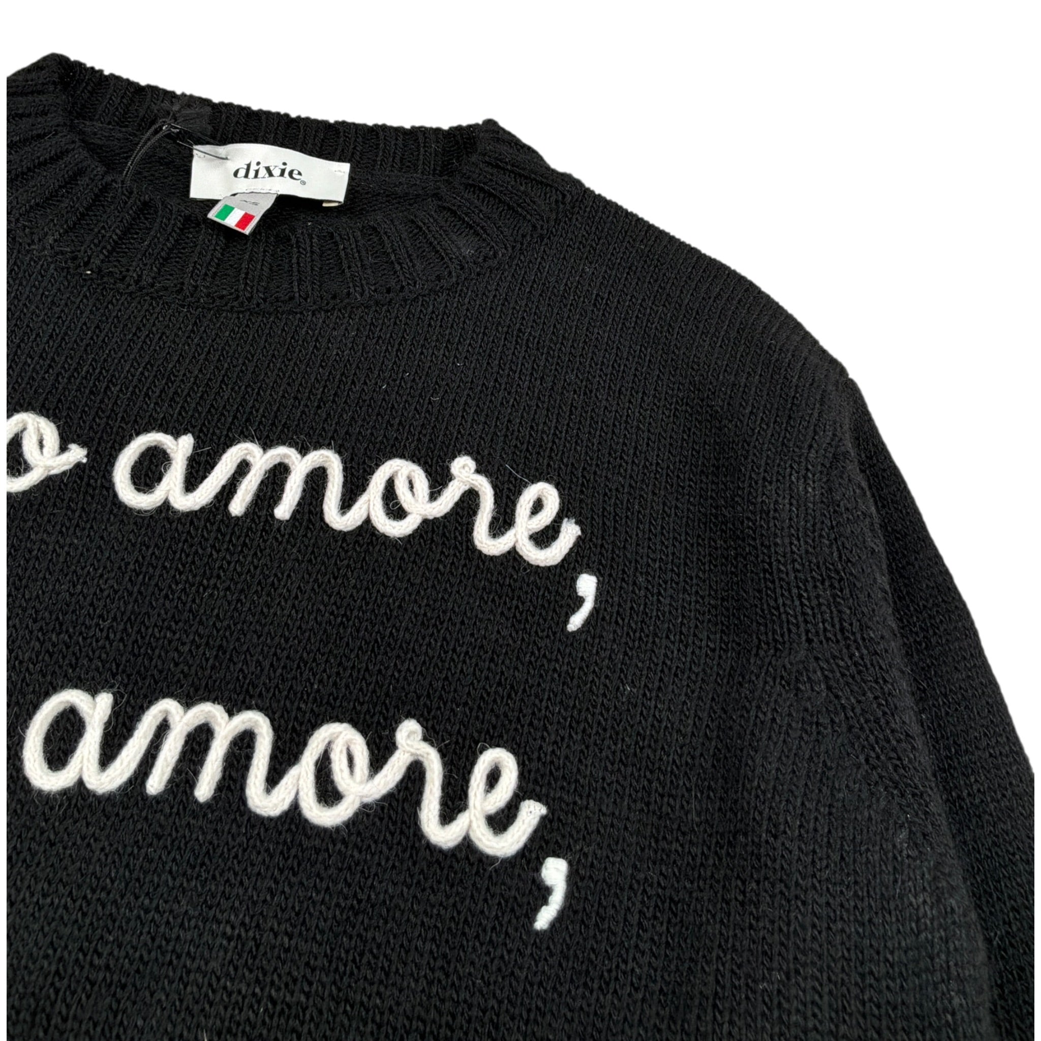 Dixie Maglia Girocollo tinta unita con Ricami Nero per Bambina NB50230G79 NERO DIXIE 