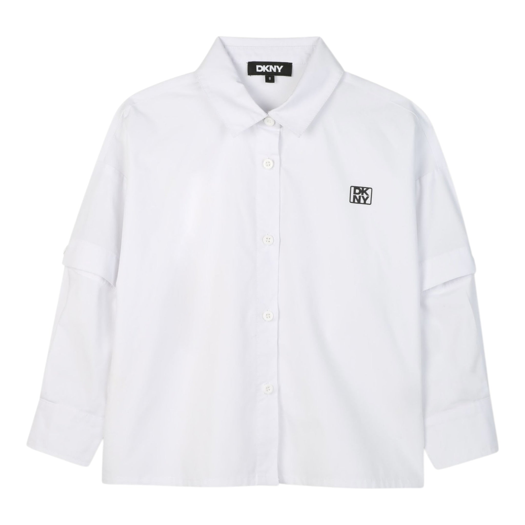 Dkny Camicia Manica Lunga tinta unita con Maniche Rimovibili Bianco per Bambino D62351 BIANCO DKNY 
