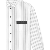 Dolce & Gabbana Camicia Manica Lunga tinta unita Fantasia A Righe Bianco per Bambino L44S18 BIANCO DOLCE & GABBANA 