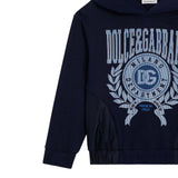 Dolce & Gabbana Felpa Chiusa con Cappuccio tinta unita con Logo Blu per Bambino L4JWMC BLU DOLCE & GABBANA 