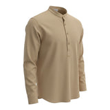 Dondup Camicia tinta unita con Colletto Coreano Beige per Bambino DMCA82 BEIGE DONDUP 
