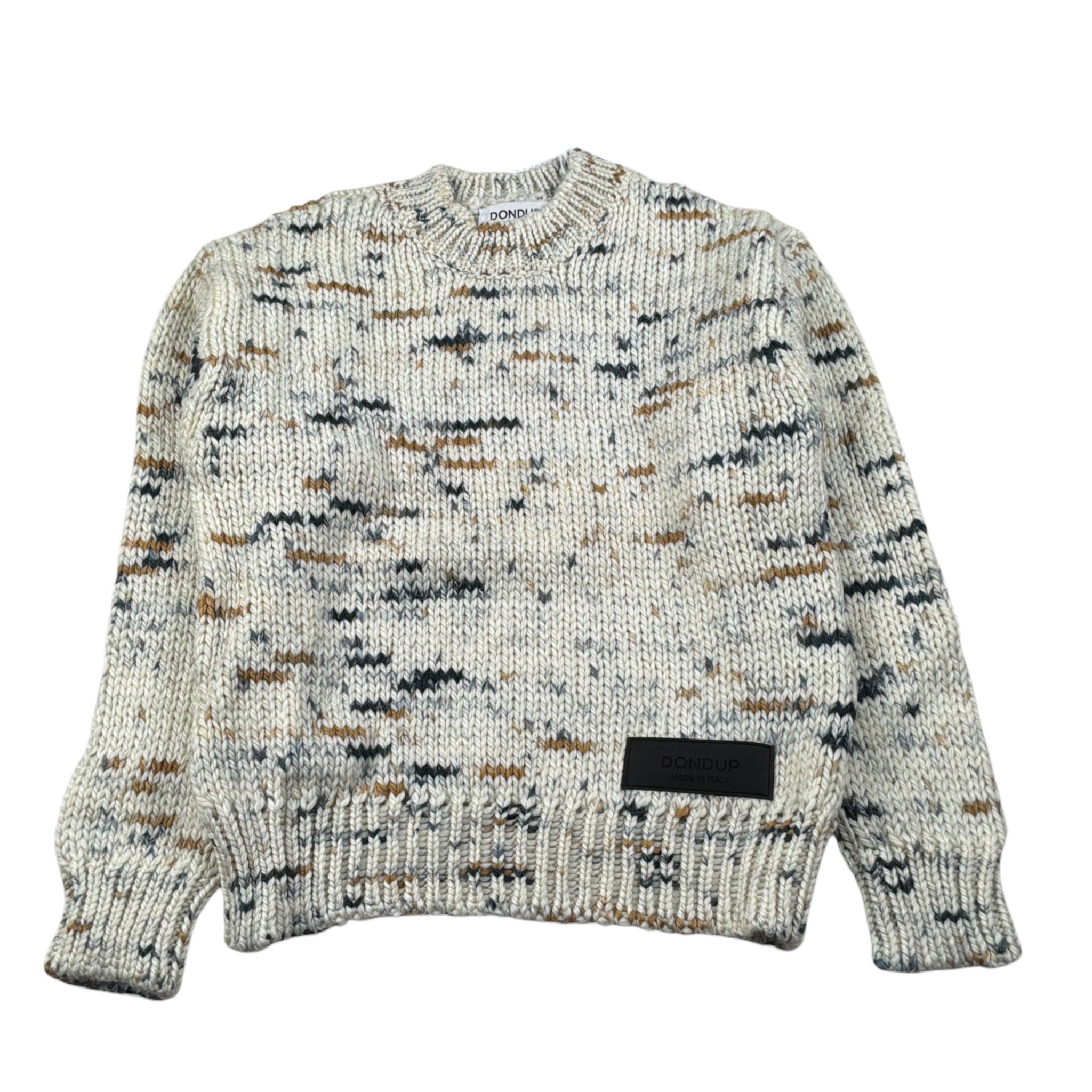 Dondup Maglia Girocollo tinta unita con Ricami Beige per Bambino DMMA030 BEIGE DONDUP 
