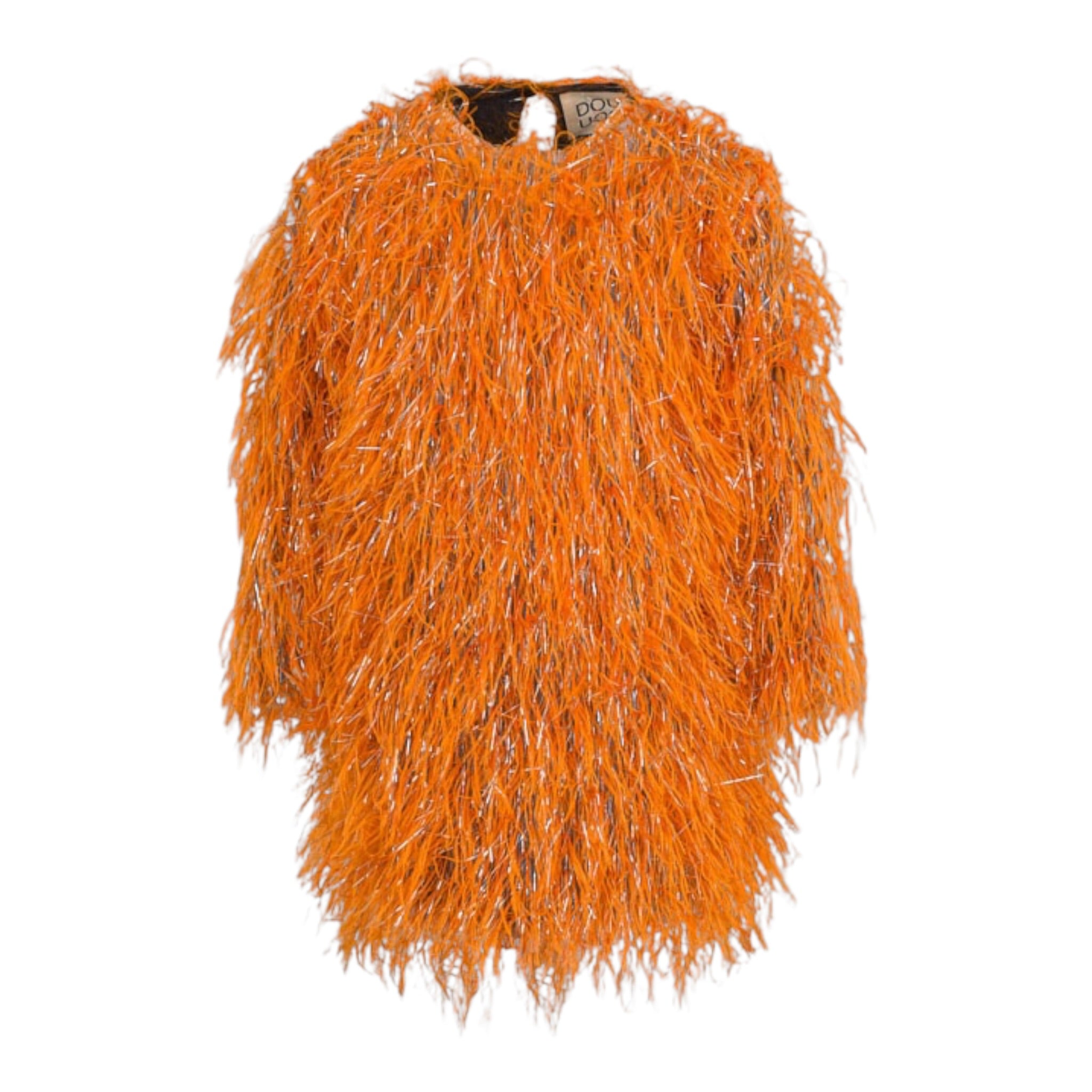 Dou Dou Abito tinta unita con Piume Arancione per Bambina DX1A10 ARANCIONE DOU DOU 