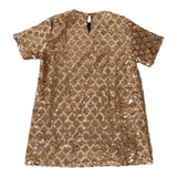 Dou Dou Abito Mezza Manica con Paillettes Bronzo per Bambina DX1A91U0239X BRONZO DOU DOU 