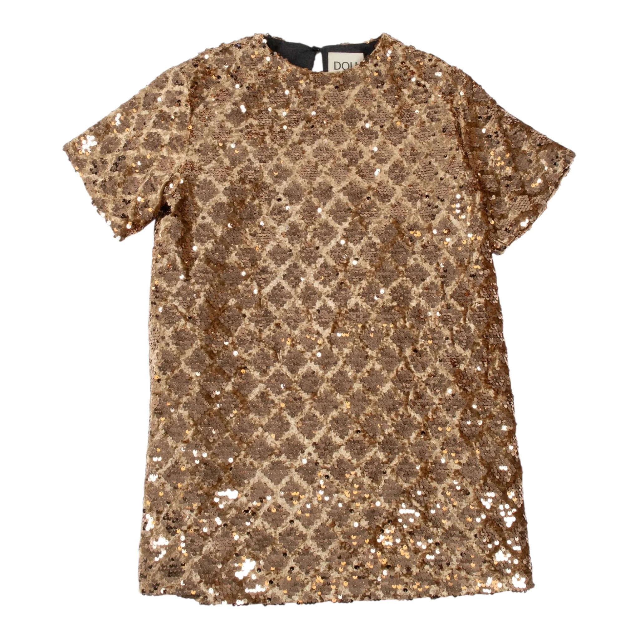 Dou Dou Abito Mezza Manica con Paillettes Bronzo per Bambina DX1A91XX BRONZO DOU DOU 