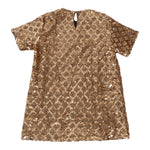 Dou Dou Abito Mezza Manica con Paillettes Bronzo per Bambina DX1A91XX BRONZO DOU DOU 