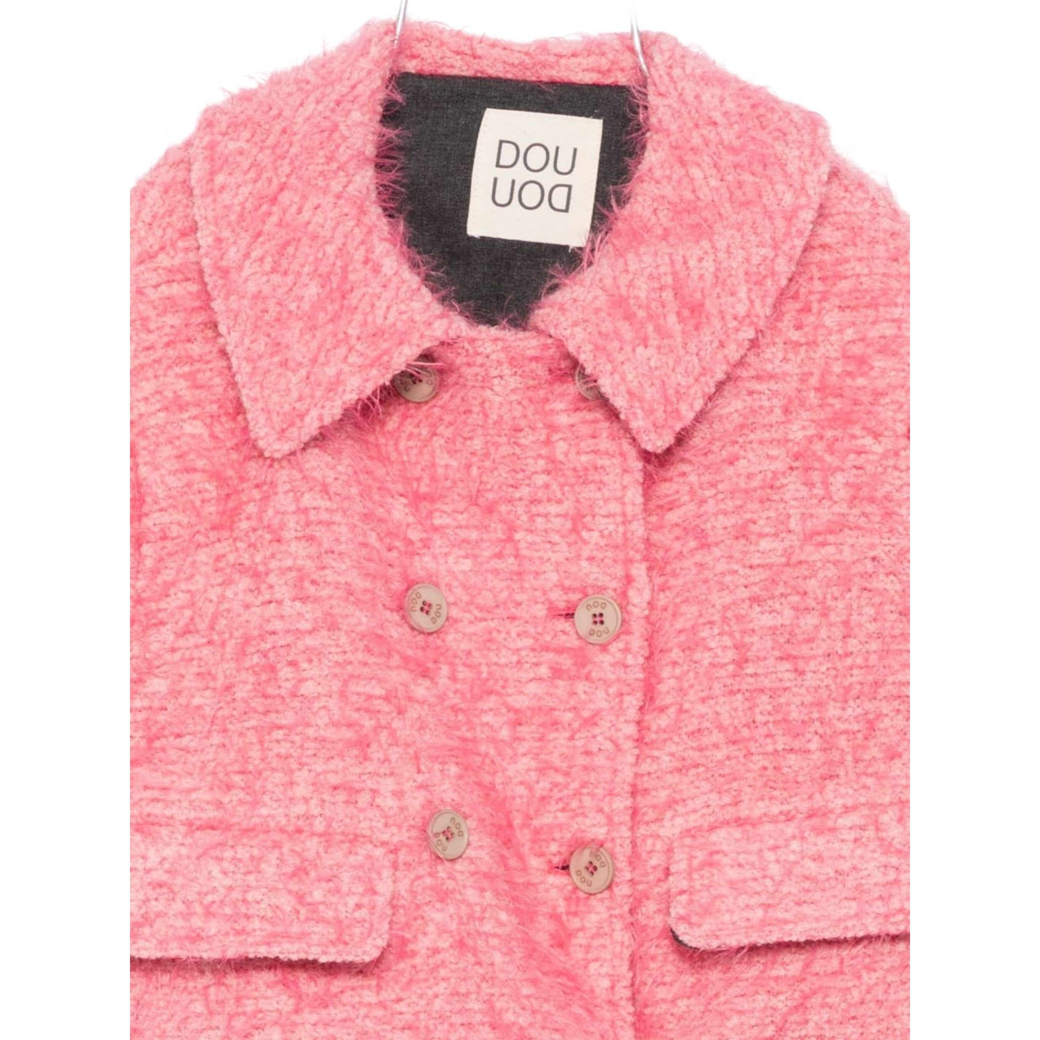 Dou Dou Giubbino tinta unita con Colletto Rosa per Bambina DX2A44E0236 ROSA DOU DOU 