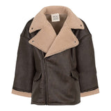 Dou Dou Giubbino In Ecopelle Modello Montone Marrone per Bambino DX2P70 MARRONE DOU DOU 