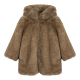 Dou Dou Pelliccia tinta unita con Cappuccio Beige per Bambina DX2P90 BEIGE DOU DOU 