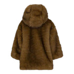 Dou Dou Pelliccia tinta unita con Cappuccio Marrone per Bambina DX2P90H0073 MARRONE DOU DOU 