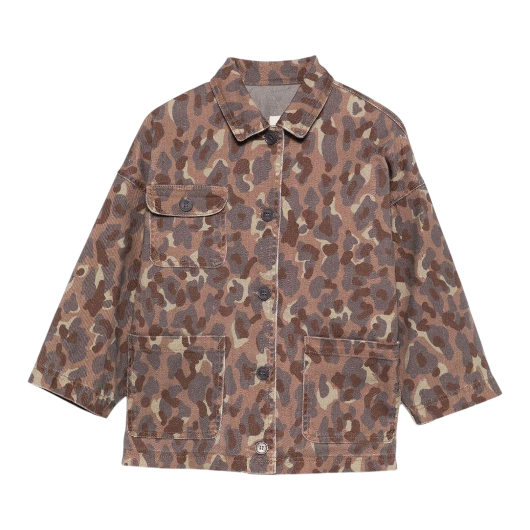 Dou Dou Giubbino tinta unita con Fantasia Militare Marrone per Bambino DX2Q27 MARRONE DOU DOU 