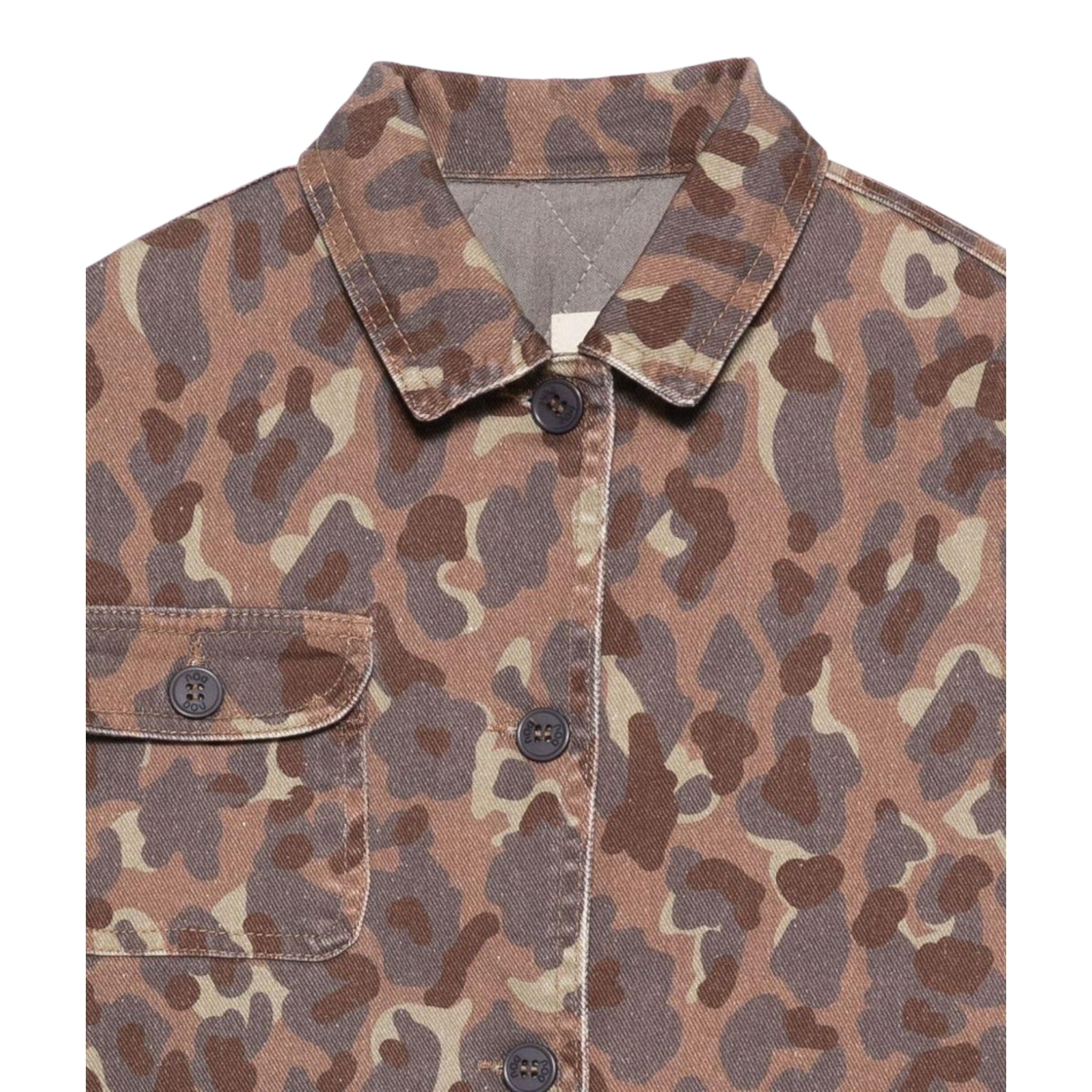 Dou Dou Giubbino tinta unita con Fantasia Militare Marrone per Bambino DX2Q27 MARRONE DOU DOU 