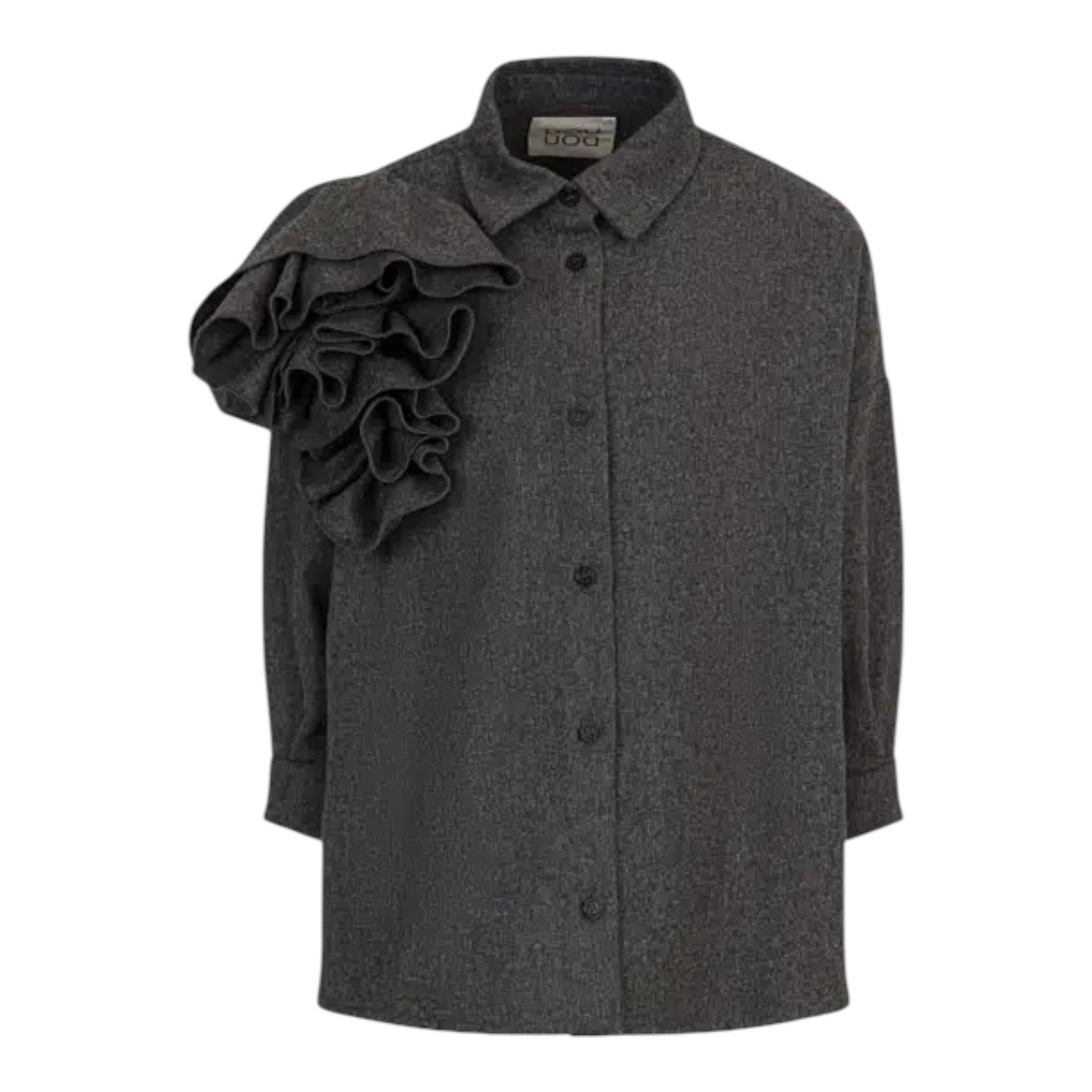Dou Dou Camicia tinta unita con Applicazione Grigio per Bambina DX5A00 GRIGIO DOU DOU 