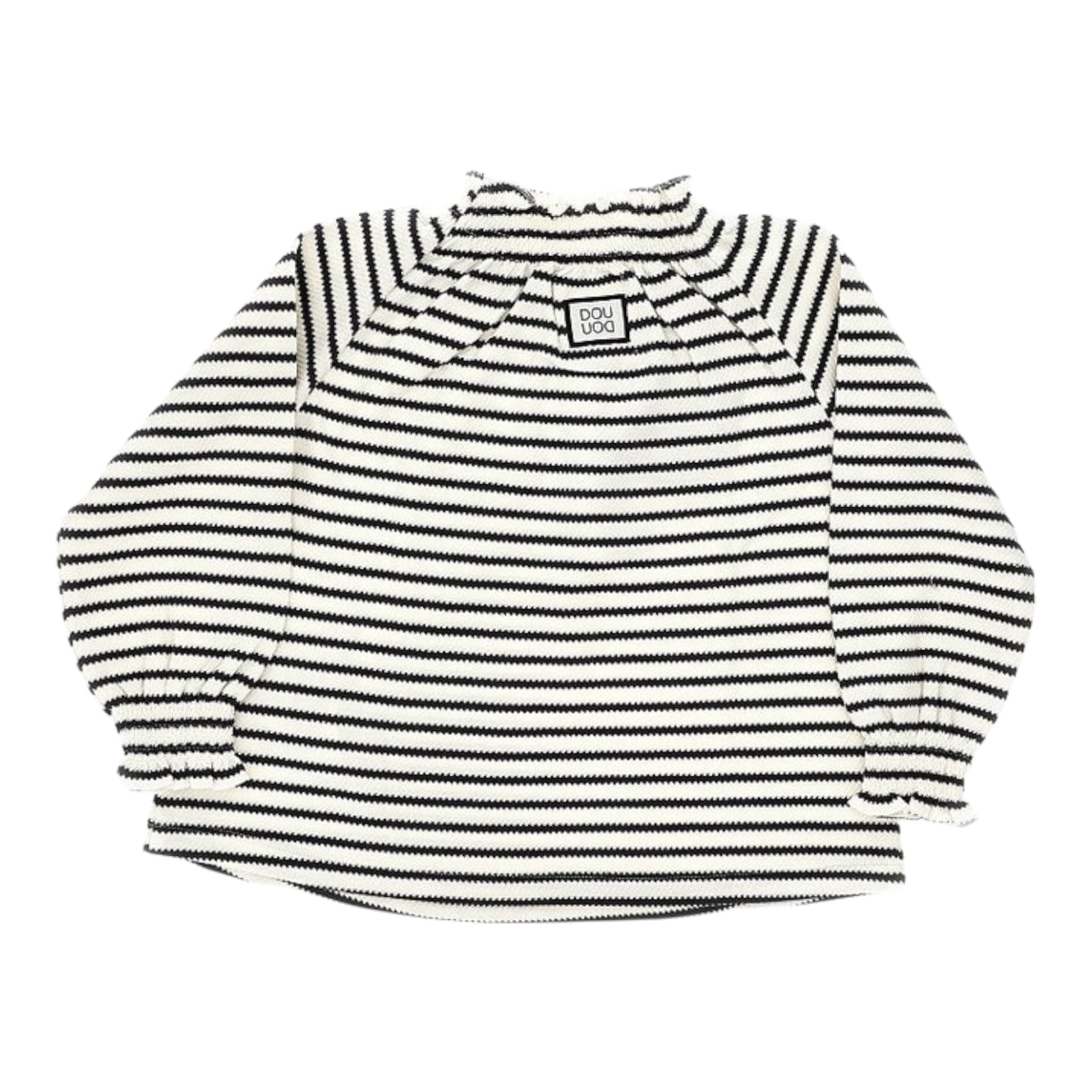 Dou Dou Maglia Bicolore con Fantasia A Righe Bianco/Nero per Bambina DX8A00X BIANCO/NERO DOU DOU 