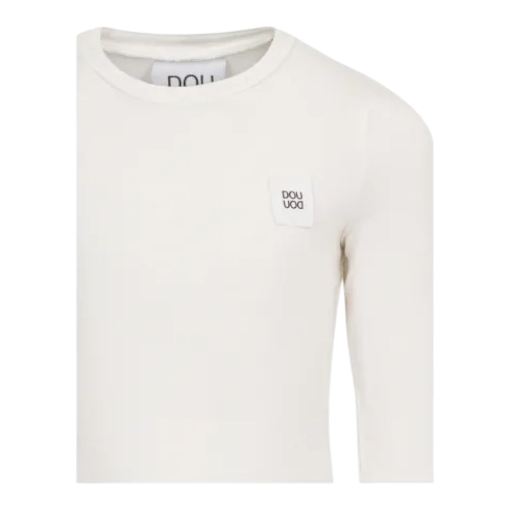 Dou Dou Shirt tinta unita con Logo Bianco per Bambina DX8A40X BIANCO DOU DOU 