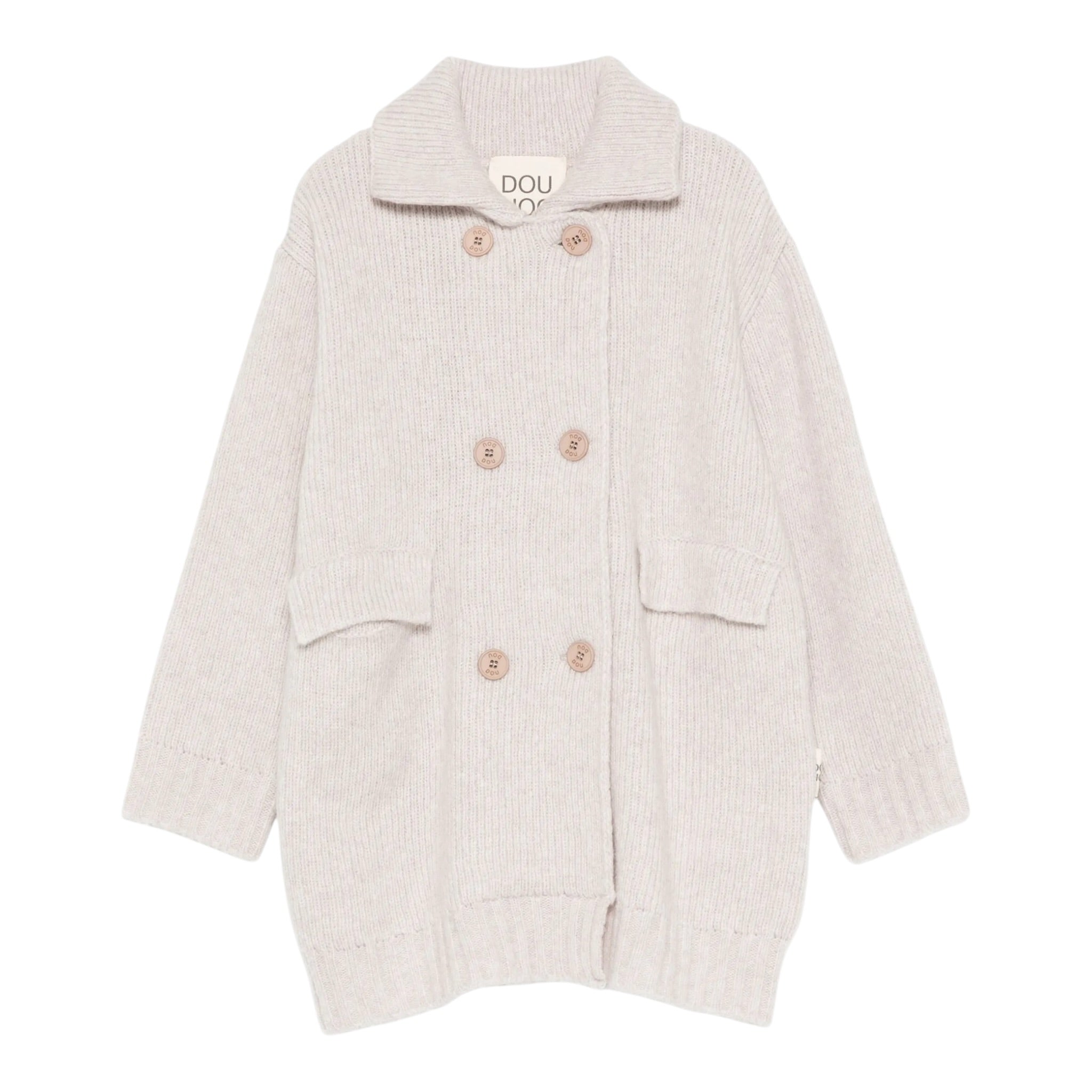 Dou Dou Cardigan tinta unita Doppiopetto Beige per Bambina DX9A00 BEIGE DOU DOU 