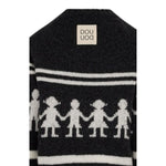 Dou Dou Maglia Girocollo tinta unita con Stampa Nero per Bambina DX9P10 NERO DOU DOU 