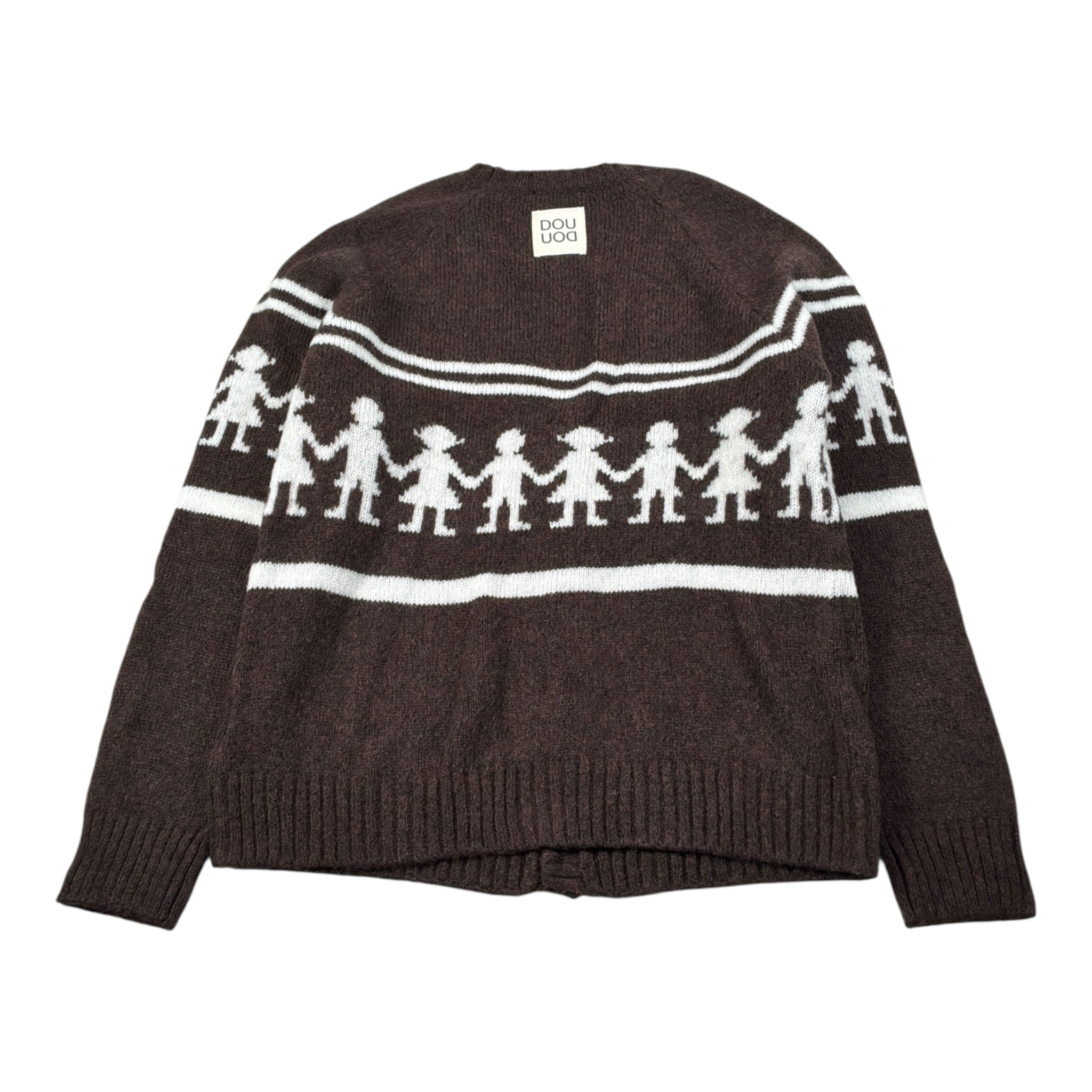 Dou Dou Cardigan tinta unita con Stampa Marrone per Bambina DX9P20 MARRONE DOU DOU 
