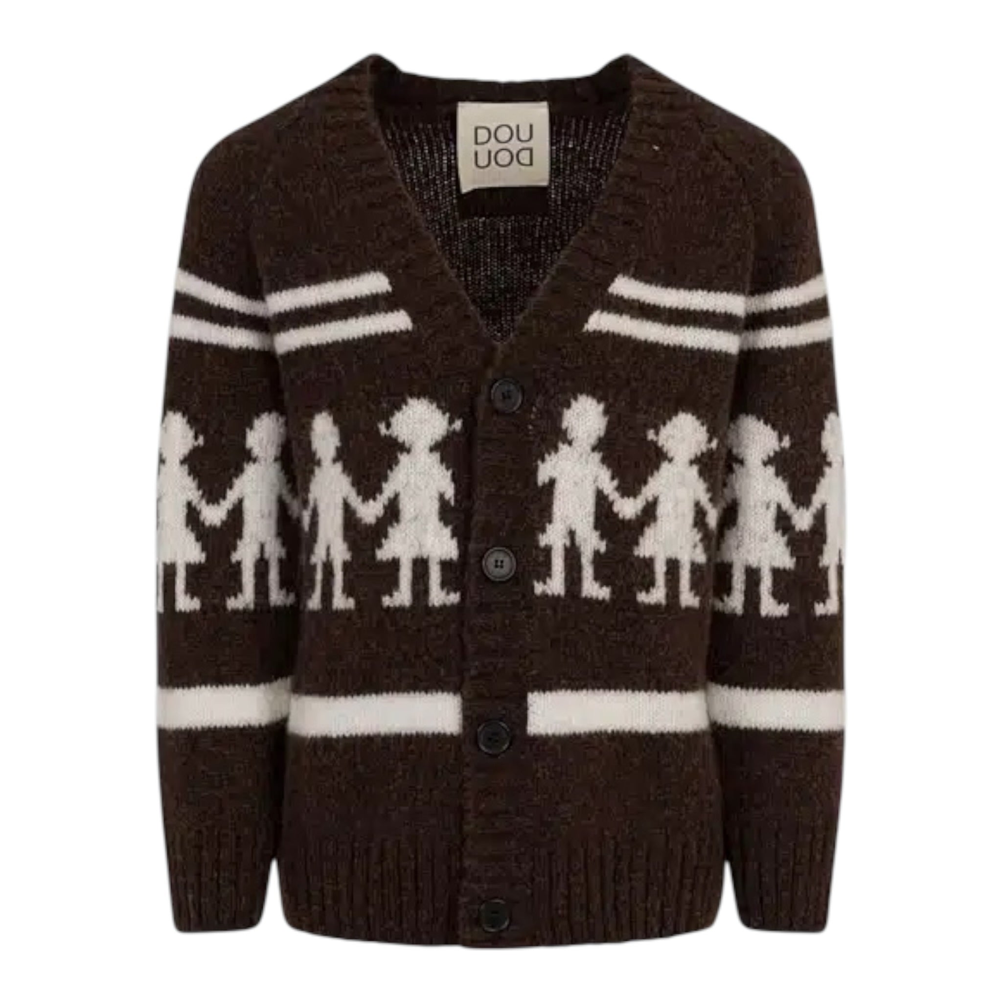 Dou Dou Cardigan tinta unita con Stampa Marrone per Bambina DX9P20X MARRONE DOU DOU 