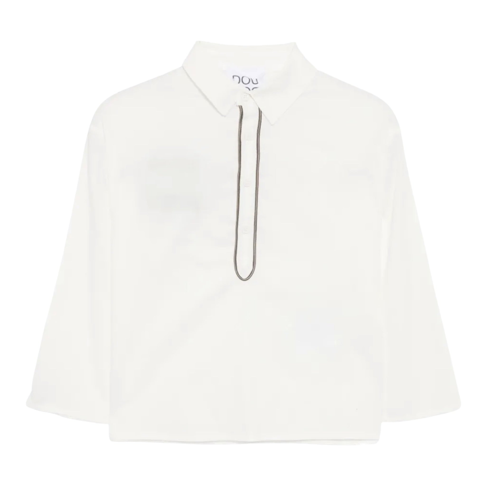 Dou Dou Camicia tinta unita con Righino In Contrasto Bianco per Bambina DXP00 BIANCO DOU DOU 