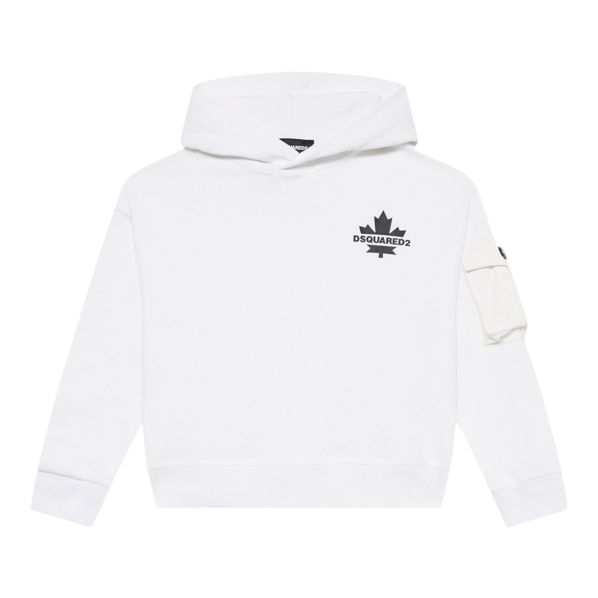 Dsquared2 Felpa Chiusa con Cappuccio tinta unita con Logo Bianco per Bambino 13147756X BIANCO DSQUARED2 